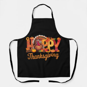 Happy Thanksgiving Turkeys Fall Apron