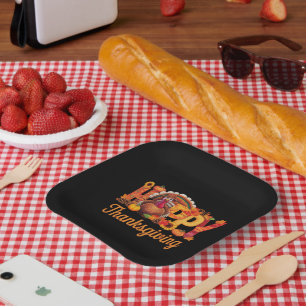 Happy Thanksgiving Turkeys Fall Paper Plate