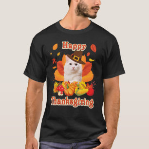Happy Thanksgiving Turkish Angora Cat I'm Thankful T-Shirt