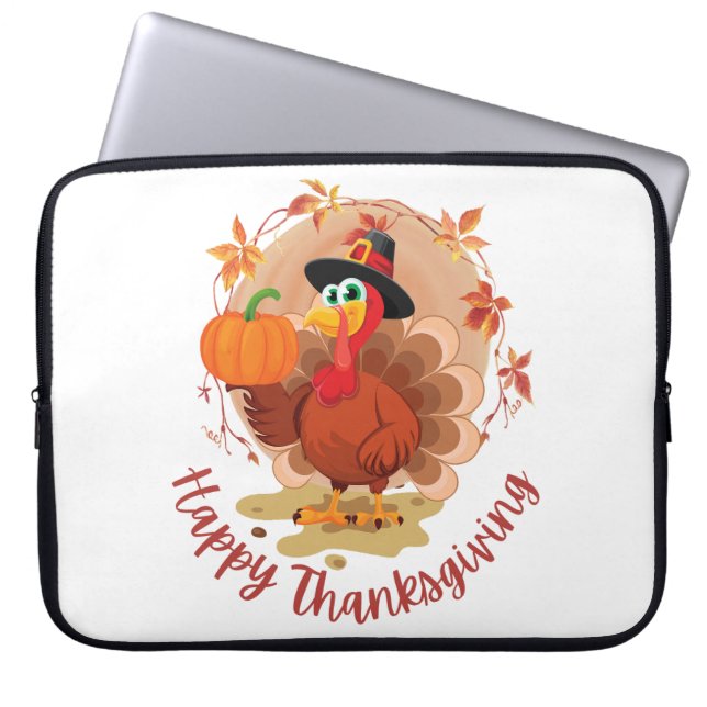 Happy Thanksgiving Typography  Laptop Sleeve (Front)