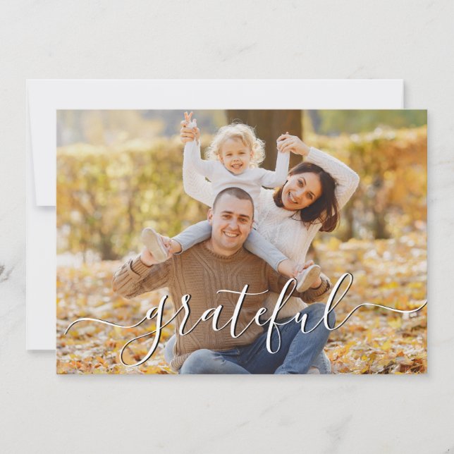 Happy Thanksgiving Typography Script Photo (Front)