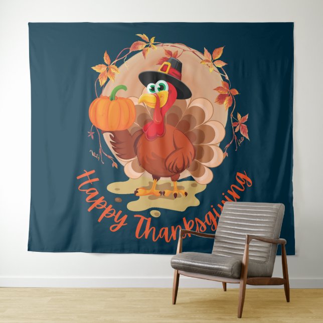 Happy Thanksgiving Typography Tapestry (In Situ (Horizontal))