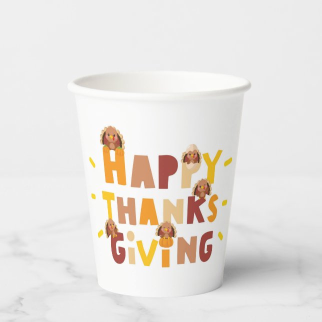 Happy Thanksgiving Unique Gift Paper Cups (Front)