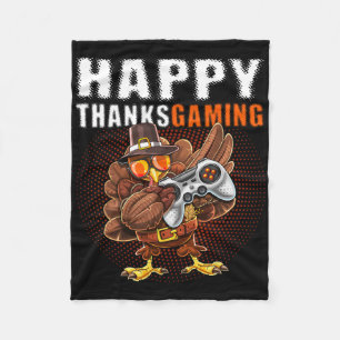 Happy Thanksgiving Video Game Dabbing Turkey Pilgr Fleece Blanket