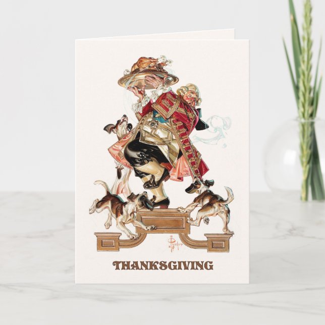 Happy Thanksgiving. Vintage Art Humourous  Holiday Card (Front)