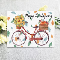 Happy Thanksgiving Vintage Bicycle Postcard