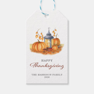 Happy Thanksgiving Vintage Pumpkin Gift Tags