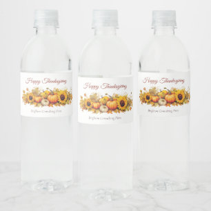 Happy Thanksgiving Vintage Pumpkins Custom Party Water Bottle Label