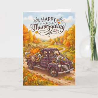 Happy Thanksgiving Vintage Truck Holiday Card