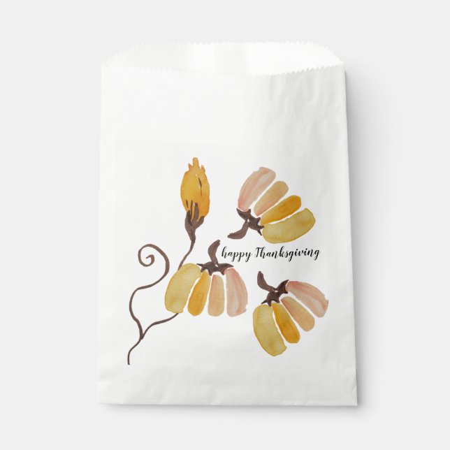 Happy Thanksgiving Watercolor Pumpkin Favour Bag (Front)