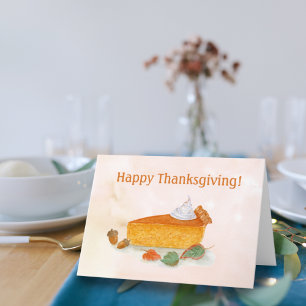Happy Thanksgiving Watercolor Pumpkin Pie Holiday Card