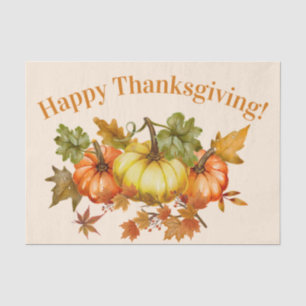 Happy Thanksgiving Watercolor Pumpkins and Leaves  Tissue Paper