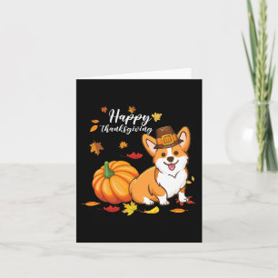 Happy Thanksgiving Welsh Corgi Autumn Fall Thanksg Card