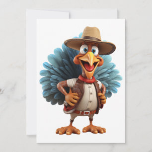 Happy Thanksgiving Western Turkey Card