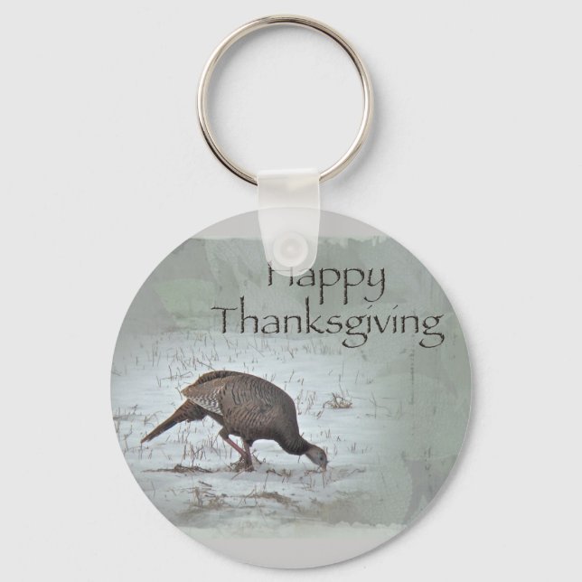 Happy Thanksgiving Wild Turkey Keychain (Front)