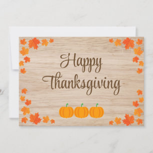 Happy Thanksgiving with Colourful Leaves & Pumpkin Invitation