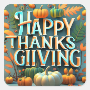 Happy Thanksgiving with pumpkins Square Sticker