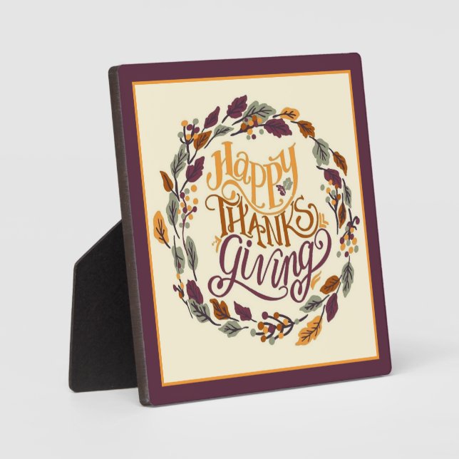 Happy Thanksgiving wreath  Plaque (Front)