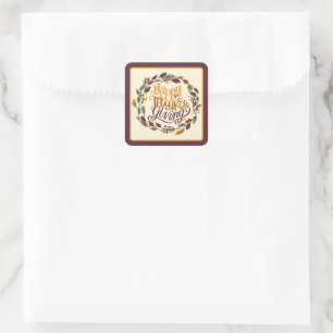 Happy Thanksgiving wreath Square Sticker