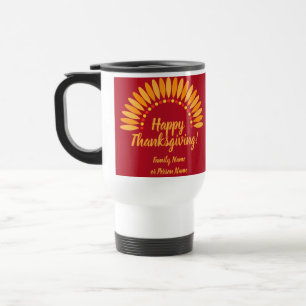Happy Thanksgiving Yellows Red Add Name & Year Travel Mug