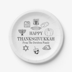Happy Thanksgivukkah Thanksgiving Hanukkah Paper Plate