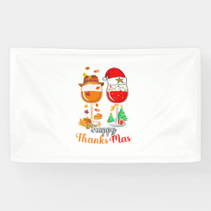 Happy Thanksmas Wine Thanksgiving Christmas Long S Banner