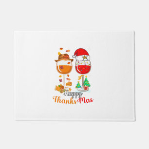 Happy Thanksmas Wine Thanksgiving Christmas Long S Doormat