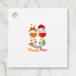 Happy Thanksmas Wine Thanksgiving Christmas Long S Favour Tags