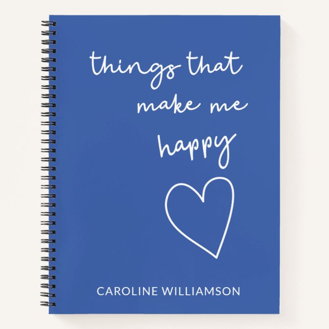 Happy Things Personalized Blue Gratitude Journal (Front)