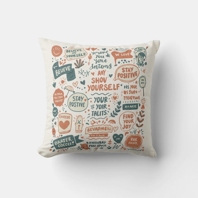 Happy Thoughts Doodle Art: Prints with  Throw Pillow (Front)
