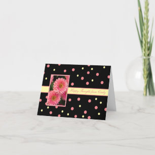 Happy Thoughts Pink Flowers Personalized Card