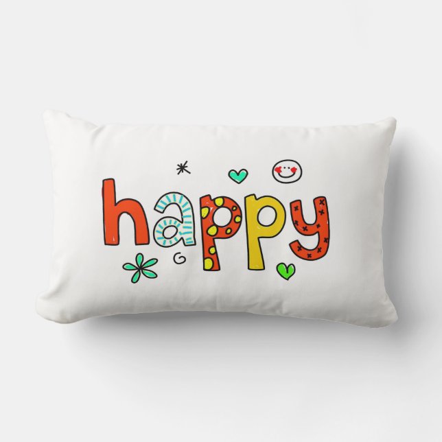 Happy Throw Pillow (Front)
