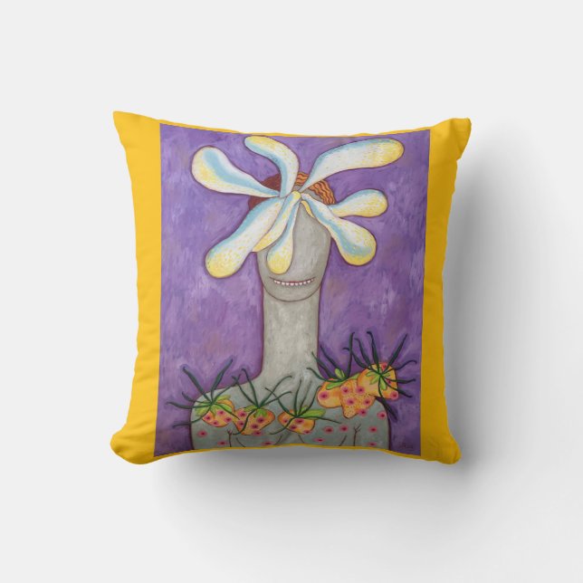 happy throw pillow (Front)