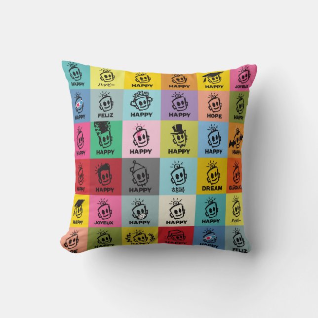 HAPPY throw pillow (Front)