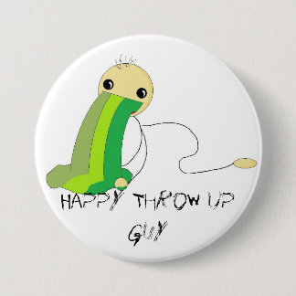Happy Throw Up Guy (button) 3 Inch Round Button