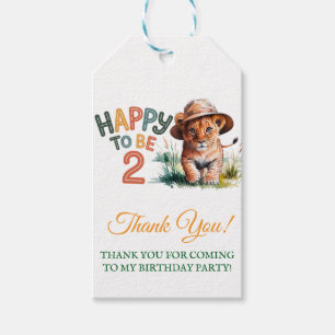 Happy To Be 2 Lion Cub Birthday Party  Gift Tags