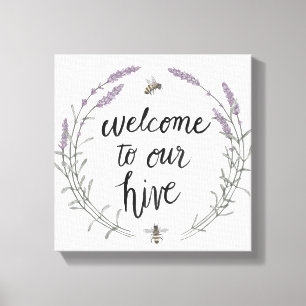 Happy to Bee Home Words II   Welcome to Our Hive Canvas Print