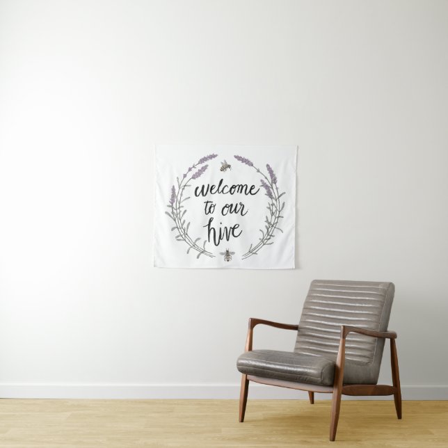 Happy to Bee Home Words II | Welcome to Our Hive Tapestry (In Situ (Horizontal))