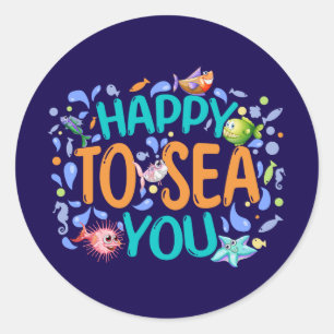 Happy to Sea You - Cute Summer Pun Classic Round Sticker