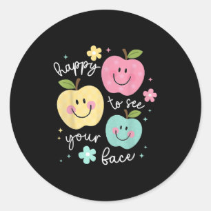 Happy To See Your Face Groovy Smile Face Teacher Classic Round Sticker