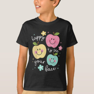 Happy To See Your Face Groovy Smile Face Teacher  T-Shirt