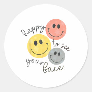 Happy To See Your Face Teacher Disco Ball Back To Classic Round Sticker