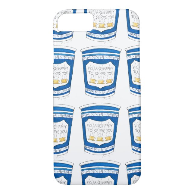 Happy To Serve You NYC Greek Deli Diner Coffee Cup Case-Mate iPhone Case (Back)