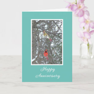 Happy Together/Anniversary/male & female cardinals Card