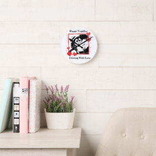 Happy Together Flowing With Love Heart Frame Wall Round Clock