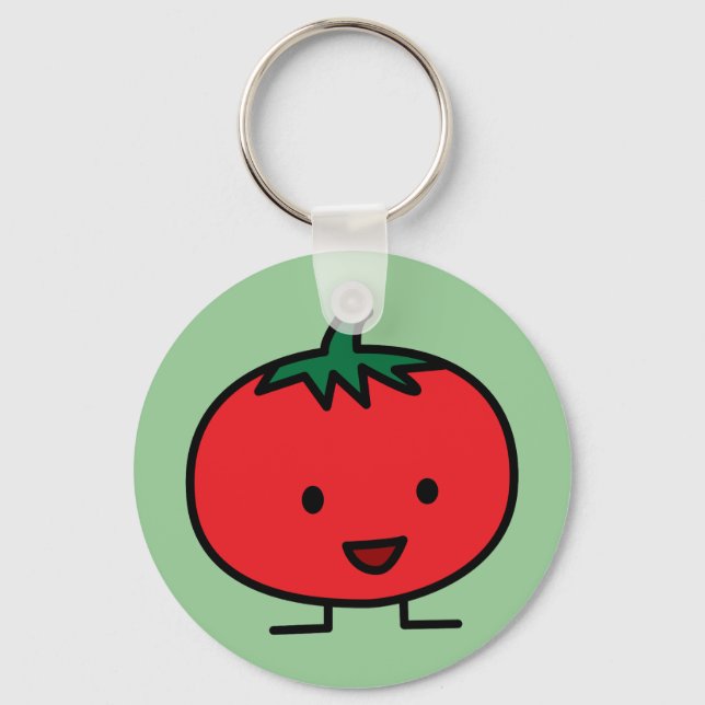 Happy Tomato Red Vegetable Fruit Keychain (Front)