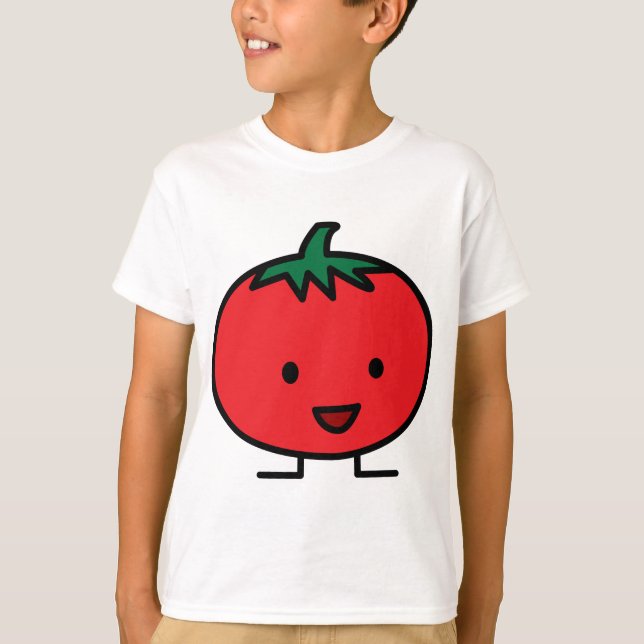 Happy Tomato Red Vegetable Fruit T-Shirt (Front)