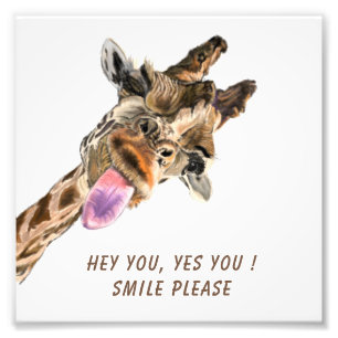 Happy Tongue Giraffe Out Funny Photo Print