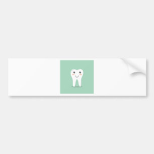 Happy Tooth cartoon dentist brushing toothbrush Bumper Sticker