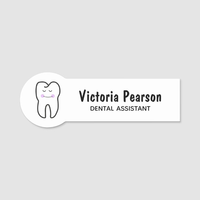 Happy Tooth Dental Assistant Name Tag (Front)